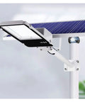 Badass Outdoor Solar Flood Light With Remote Control Ip66 Waterproof Security Wall Lamp For Yard Driveway Zero Drama Setup mounted on pole.