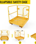 Hardcore Aerial Work Platform Forklift Safety Cage Built Like A Rock Heavy Duty Steel Basket With 1200 Lbs Capacity and collapsible design for easy storage.