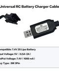 Universal 2 Pack 7.4V USB Charger Cable With SM3PIN Plug, RC Toys Battery Charger With Battery Protection, Fast Charge