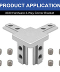12 Piece 3030 3 Way Corner Brackets For Aluminum Extrusion 3030 Series Joint Connectors Silver with screws displayed