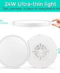Hella Bright 12 Inch LED Flush Mount Ceiling Light Slim Flat Round Fixture 5000K Daylight White 3200 Lumens 2Pack