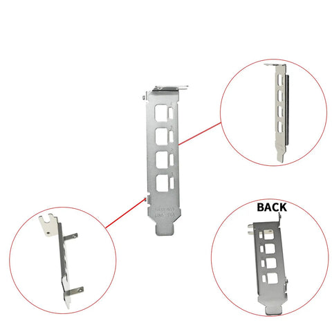 Fits Like A Glove 3 Piece Low Profile Short Gpu Bracket Compatible With Nvidia Quadro Nvs510 showing side and back views.