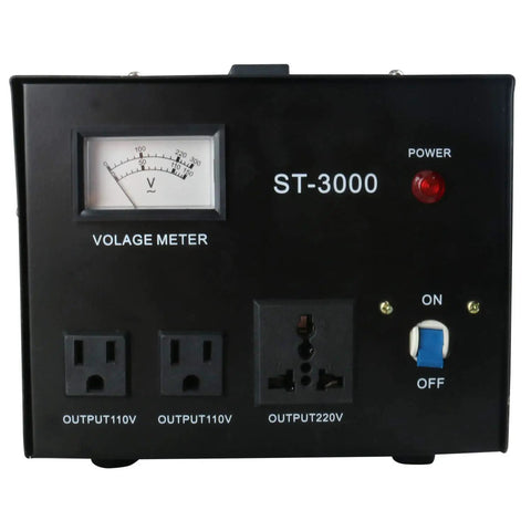 Beefy Step Up Down Voltage Transformer Converter With Built In Meter For 110V Or 220V Use, Circuit Breaker Protection, Heavy Duty Cord, Lightweight Yet Solid, Regulates Input From 85 To 130 Or 180 To 260 Volts To Output 110V Or 220V