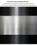 Brushed stainless steel process showcasing anti-rust characteristics with sleek black accents and a modern finish.
