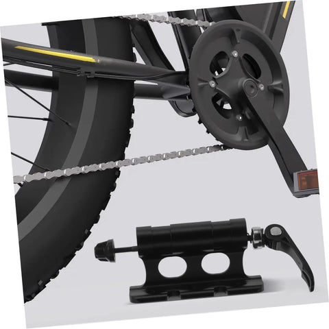 Heavy Duty Aluminum Roof Bike Mount With Quick Release Front Fork Clamp And Retaining Clip in use on bicycle frame