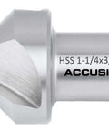 Accusize HSS countersink bit, 1-1/4 in cutter, 3/4 in Weldon shank, 90° side view