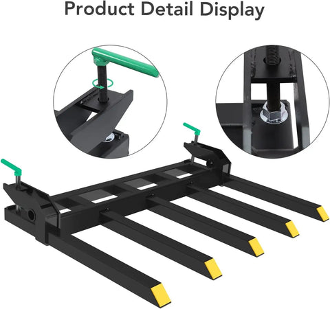 Heavy Duty 48 Inch Clamp On Pallet Forks For Tractor Bucket Debris Forks For Skid Steer And Front End Loader Buckets Durable Lifting Forks