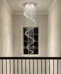 87 Inch Crystal Chandelier With Spiral Design, 6 Light Modern Ceiling Light For High Ceilings, Stairs, Foyers And Living Rooms