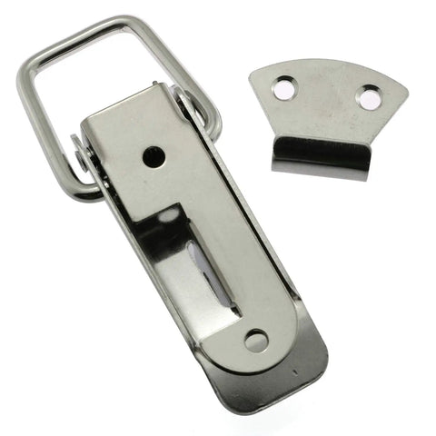 Heavy Duty Stainless Steel Duckbill Latch 2 Pack Spring Loaded Toggle Catch tight grip with mount plate for gear cases.