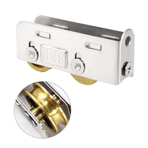 Heavy Duty 6 Piece Sliding Door And Window Pulley Kit With Silent Double Copper Wheels, showcasing durable double copper wheel roller.