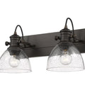 Hines Vanity Light In Rubbed Bronze With Seeded Glass Shade, Transitional Steel Fixture For Bathrooms And Hallways, Durable Finish