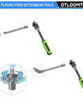 Quarter Inch Drive Ratchet Socket Set With Metric 4mm To 14mm Sockets showing ratchets and drill adapter with green handles.
