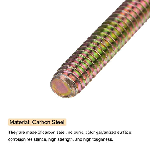 Close-up of Hella Durable Zinc Plated Carbon Steel Full Thread Rods 1/4-20 X 2 Inches showcasing corrosion-resistant surface.