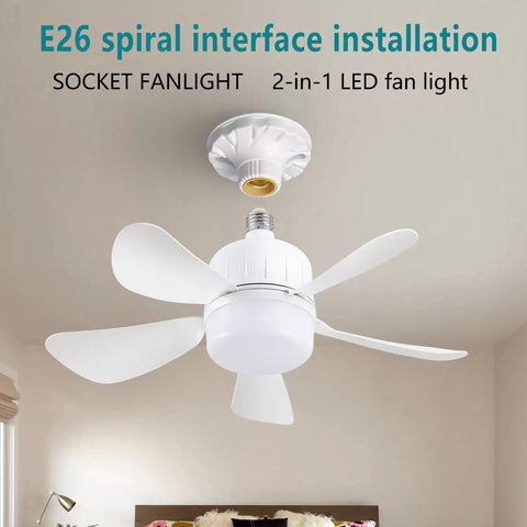 2 In 1 Socket Fan Light With Remote Must Have Dimmable LED Ceiling Fan And Light Adjustable Color Temperature 3000K To 6500K installed
