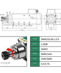 Diagram and specifications of Beefed Up 1.5KW CNC Spindle Motor 6000RPM High Speed 220V 380V ER25 Collet, waterproof design