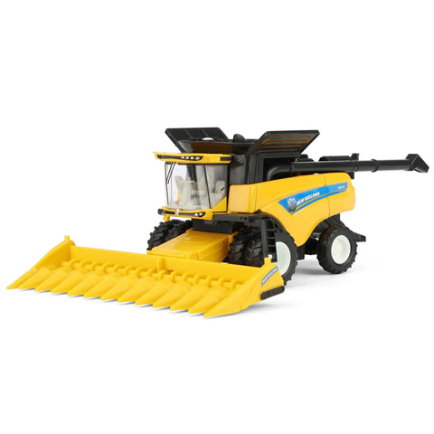 New Holland CR8.90 1/64 Scale Die Cast Combine With Corn And Grain Headers Totally Realistic Farm Machinery Model side view