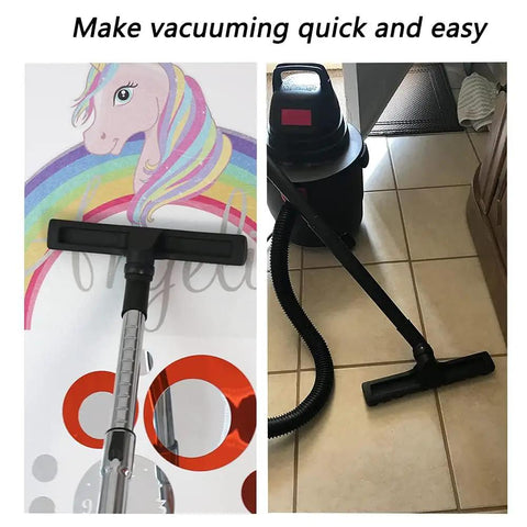 32mm Hardwood Floor Brush With 360 Degree Swivel Head in use on smooth floors shown with vacuum attachment for tile cleaning.