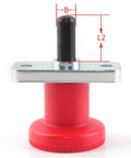 Dead Nut Tight Horizontal Flange Indexing Pin M6 M8 Spring Plunger Self Locking Safety Block showing red base and black pin.