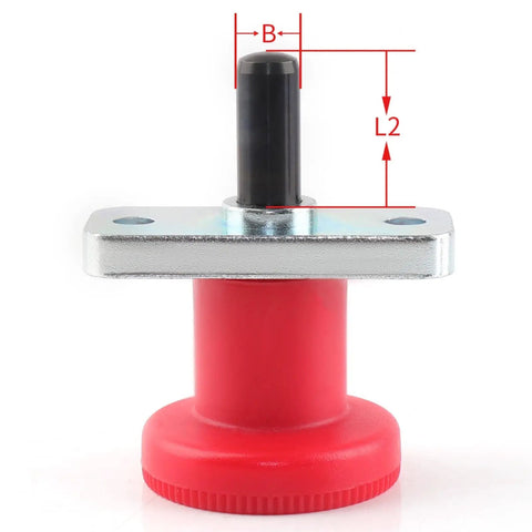Dead Nut Tight Horizontal Flange Indexing Pin M6 M8 Spring Plunger Self Locking Safety Block showing red base and black pin.