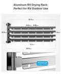 Dimensions of Aluminum RV Clothes Drying Rack Ladder Mounted 24 Inch Long With 180 Degree Swivel Arms Rust Resistant Outdoor