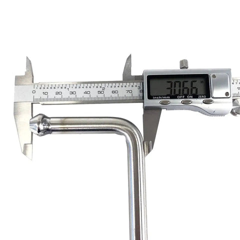 Measuring Four Pack Universal Swinging 10 Inch Stainless Steel Exhaust Hangers Weld On 0.47 Inch Rod with caliper