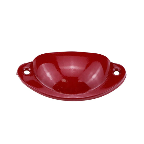 Red Cup Pulls Shell Style Cabinet Handles 6 Pack Iron With Spray Painted Finish shown front view