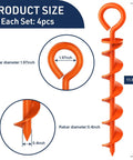 Beefy Heavy Duty Canopy Tent Stakes And Dog Tie Out Stakes Corkscrew Ground Anchors in steel shown with dimensions.