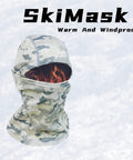 Winter Balaclava Ski Mask For Men And Women, Padded Windproof Full Envelope Face Cover with camouflage pattern and flames effect