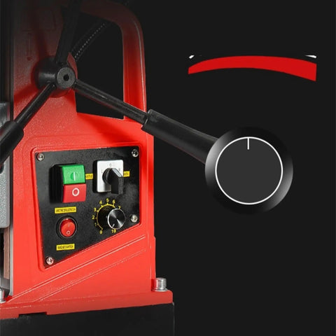 Control panel of PortaBle AX16 Mag Drill Rig Machine Magnetic Drill Press For Steel Structure, with buttons and speed settings.