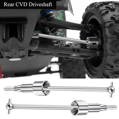 High Speed 1 By 18 RC Front And Rear CVD Driveshaft Dogbone Axle Shafts 4 Piece Upgrade For HBX 18859 18858 18868 Off Road Car Truck Beefed Up CNC Machined Metal Install Easy Front And Rear Set rear CVD driveshaft on 1/18 RC off-road truck