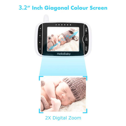 Baby Monitor With Remote Pan Tilt And Zoom Camera And 3.2 Inch LCD Screen Black No Brainer Plug And Play Setup image.