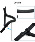 Lower heater hose assembly for GM vehicles, black rubber hose with clamps; Powerworks branding visible.