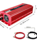 Toss This Bad Boy Under Your Hood Or Dash To Convert 12V To 110V 120V AC With A Rock Solid 1500W Continuous Load And 3000W Surge Peak for power inverter with cables.