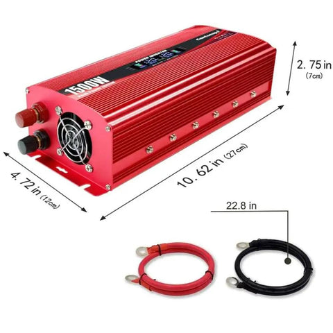 Toss This Bad Boy Under Your Hood Or Dash To Convert 12V To 110V 120V AC With A Rock Solid 1500W Continuous Load And 3000W Surge Peak for power inverter with cables.