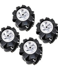 Luzhengyang four omni-directional wheels with black rubber tires and silver hubs, set of 4.