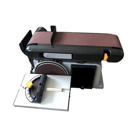 Compact Portable Mini Desktop Belt Sander With Brushless Motor For Wood Sanding, Polishing, And Edge Trimming shown in detail.