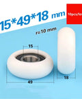 Ten Pack 6202RS Circular Arc Pulleys With Plastic Coated Polyamie Nylon Bearings For Heavy Duty Machinery To Cut Rust And Reduce Friction Without Greasing Needed, 15x49x18 mm size.