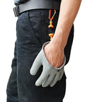 Person wearing Magnetic Release Fishing Gloves for Anglers, Cut and Puncture Resistant with Magnetic Hooks, Left Hand XL