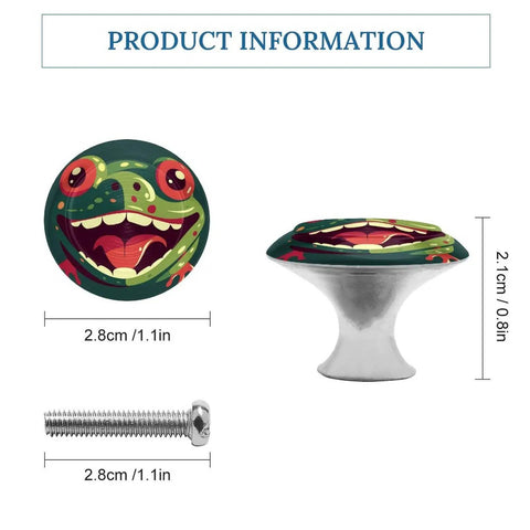 Front and side views of Two Pack Vintage Frog Mouth Open Cabinet Knobs Farmhouse Style Stainless Steel Drawer Pulls with screws included
