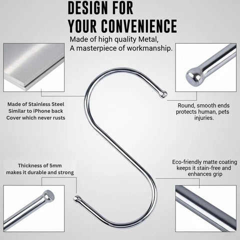 Heavy Duty Stainless Steel S Hooks For Hanging Plants, Utensils, Pots And Clothes, 30 Pack, 3.4 Inch Length, 1.2 Inch Opening