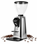 Nail Your Daily Grind With This Game Changing Electric Coffee Bean Grinder Featuring 64mm Stainless Steel Flat Burrs Digital Dose Timer And Wide Adjustable Range For Espresso Pour Over Or French Press In Sleek Silver, showing the machine with coffee beans.
