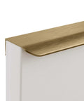 Close-up of gold bronze edge drawer pull mounted on a white cabinet corner, from 4 Pack Gold Bronze Edge Drawer Pulls For Cabinets And Wardrobes.