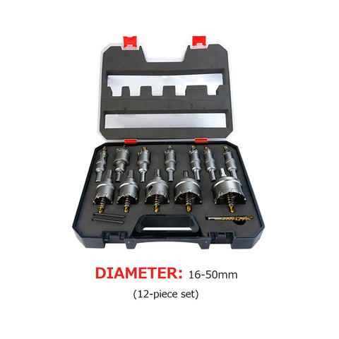 Check out this Awesome 12 Piece Carbide Tipped Hole Saw Kit For Tough Metal Cutting With Stainless Steel And Iron Drilling Skills. 16-50mm kit in case