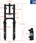 Fat Tire Bike Fork With Air Suspension Fits 20 Or 26 Inch 190mm Travel 135mm Hub Spacing Beefy Double Crown Shock Absorber QR 9mm