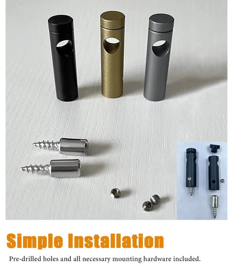 Adjustable Shelf Guard Rail Set components with bracket spindles and screws for 39-46 inch shelves shown on a white surface.