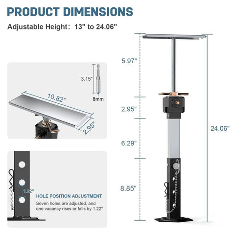 Two Pack RV Slide Out Stabilizer Jacks For Travel Trailers And Campers Adjustable 13 To 24 Inches Heavy Duty Supports Diagram