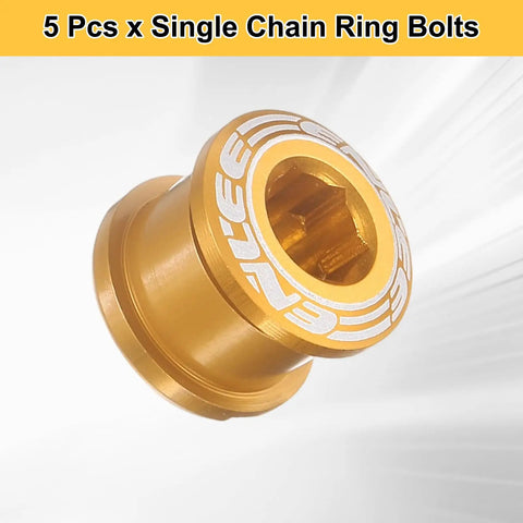 Gold single chain ring bolt from Five Piece M8 Aluminum Chainring Bolts Set For Bicycle Crankset Nuts And Chainwheel Screws