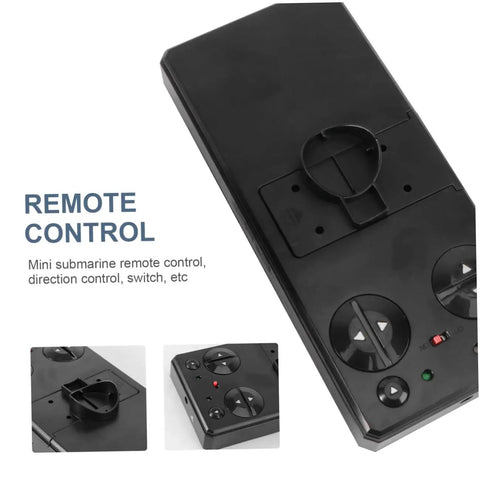 Black remote control for Remote Control Submarine Boat For Pool Fun, 6 Channel RC Sub With 360 Degree Spin, Static Dive To Depth.