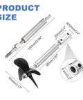 RC Boat Drive Shaft Kit With Four Propellers And Coupling Joint, 100mm Shaft, 50mm Sleeve, 55mm Propellers, Fits 5mm Motor Shaft, DIY Marine Boat Upgrade For Speed And Stability, Plug And Play Assembly size diagram with 304 stainless shaft and 55mm propeller