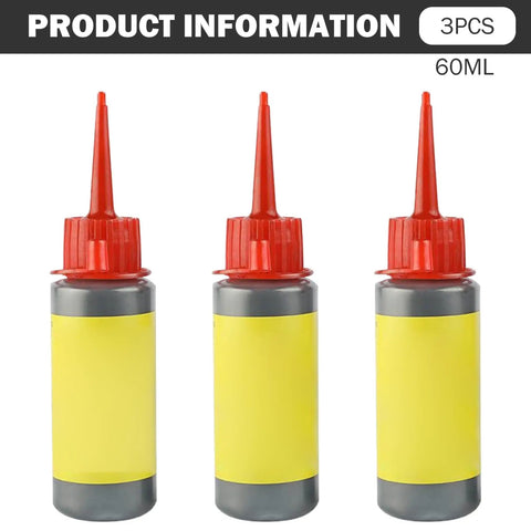 Three bottles of Dry Graphite Powder Lubricant For Car Locks Door Hinges Padlocks And Mechanical Tools Dust Free No Mess Formula 60ml
